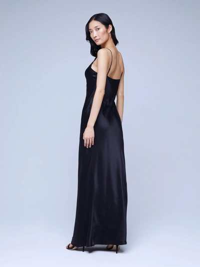 L Agence Serita Maxi V-neck Bias Dress In Black