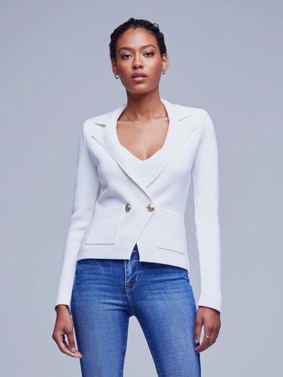 Shop L Agence Sofia Knit Blazer In White