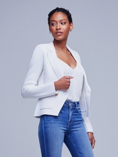 Shop L Agence Sofia Knit Blazer In White