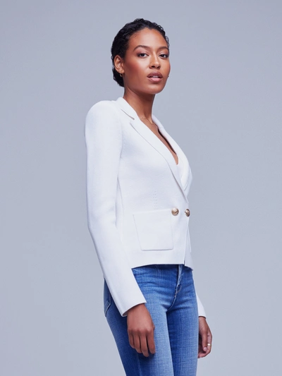 Shop L Agence Sofia Knit Blazer In White