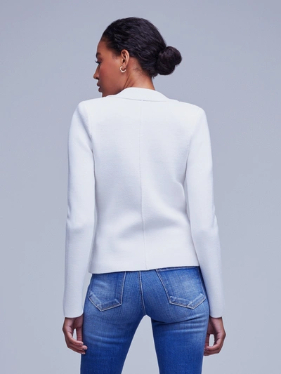 Shop L Agence Sofia Knit Blazer In White
