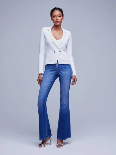 Shop L Agence Sofia Knit Blazer In White