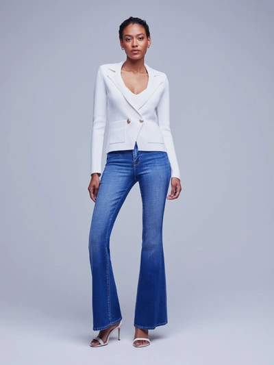 L Agence Sofia Knit Blazer In White