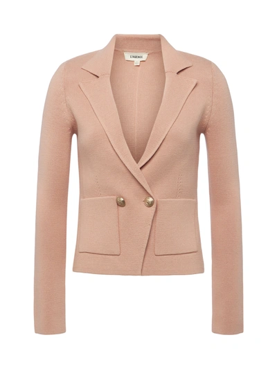 Shop L Agence Sofia Knit Blazer In Dusty Pink