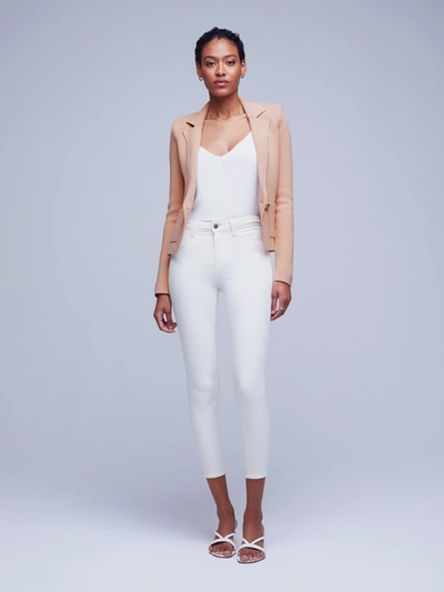 Shop L Agence Sofia Knit Blazer In Dusty Pink