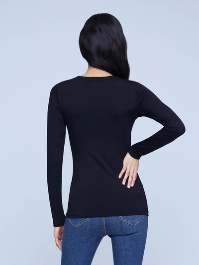 L Agence Tess Long Sleeve Stretch Jersey Top In Black