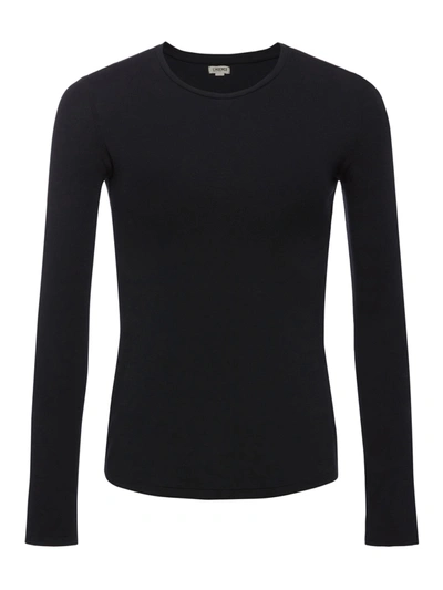 Shop L Agence Tess Long Sleeve Tee In Black Micro Modal