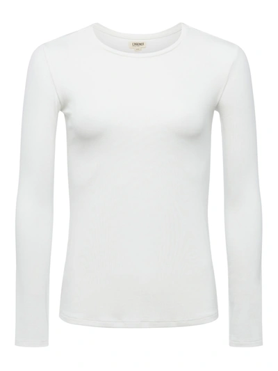 Shop L Agence Tess Long Sleeve Tee In White Micro Modal
