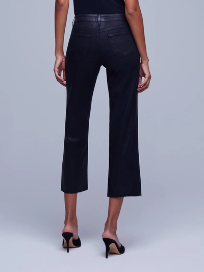 Shop L Agence Wanda Coated Wide-leg Jean In Noir Coated