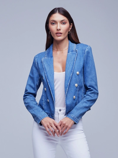 Shop L Agence Wayne Denim Blazer In Provo