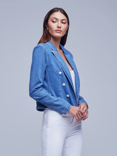 Shop L Agence Wayne Denim Blazer In Provo