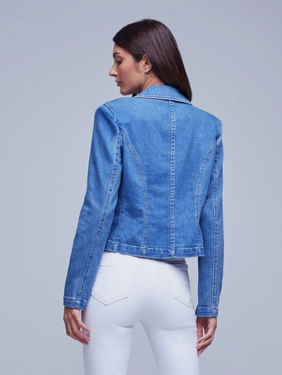 Shop L Agence Wayne Denim Blazer In Provo