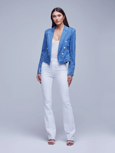 Shop L Agence Wayne Denim Blazer In Provo