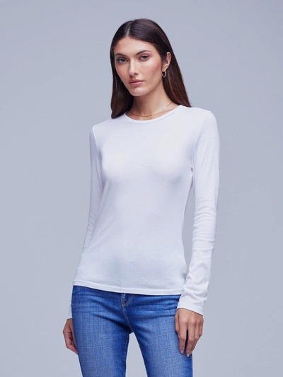 Shop L Agence Willie Long Sleeve Tee In White
