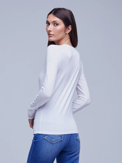 Shop L Agence Willie Long Sleeve Tee In White