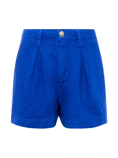 Shop L Agence Zahari Linen Short In Surf Blue