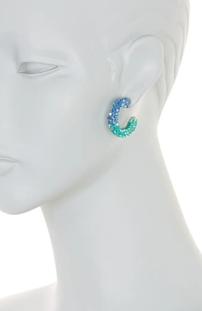 Shop Ayounik Beaded Glass Hoop Earrings In Blue Green Multi