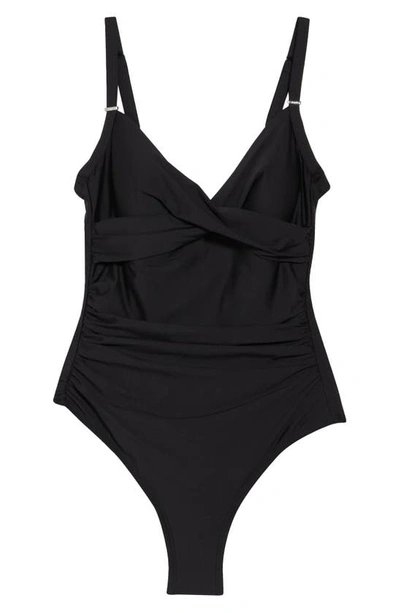 Shop Calvin Klein Twist Tummy Control One-piece Swimsuit In Black
