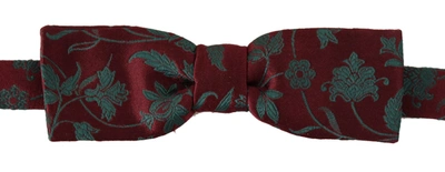 Shop Dolce & Gabbana Maroon Pattern Adjustable Neck Papillon Bow Men's Tie