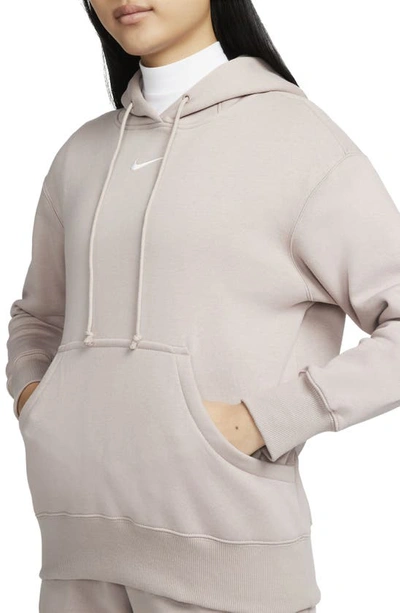 Shop Nike Sportswear Phoenix Oversize Fleece Hoodie In Diffused Taupe/ Sail