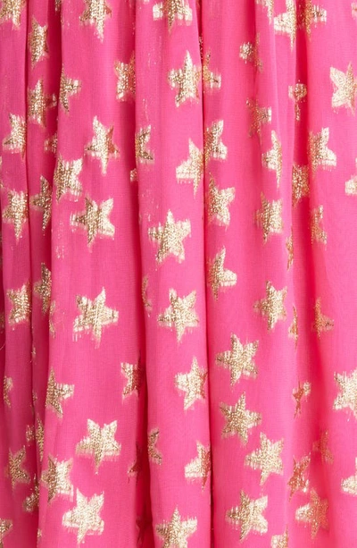 Shop Ciebon Sallie Metallic Star Print Long Sleeve Minidress In Neon Pink