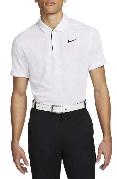 Shop Nike X Tiger Woods Dri-fit Golf Polo In White/white/black