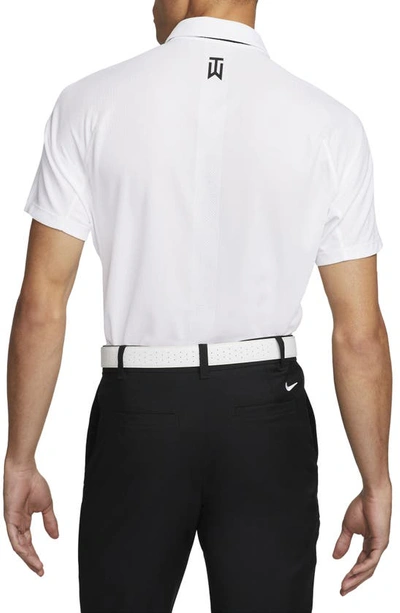 Shop Nike X Tiger Woods Dri-fit Golf Polo In White/white/black