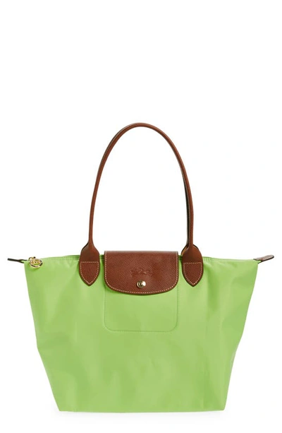 Shop Longchamp Medium Le Pliage Nylon Shoulder Tote In Green