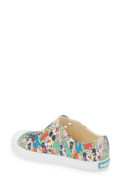 Shop Native Shoes X Disney Kids' Jefferson Print Slip-on Sneaker In Bnwht/ Shlwht/ Tropmickeyaop