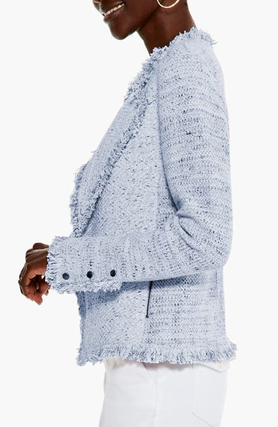 Shop Nic + Zoe Fringe Trim Tweed Jacket In Cloud