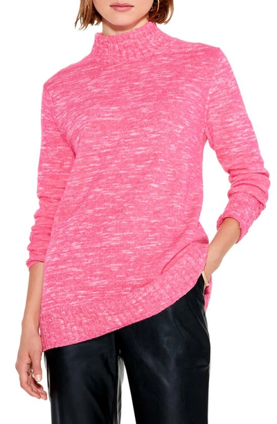 Shop Nic + Zoe Sun Turn Turtleneck Cotton Blend Sweater In Pink Mix