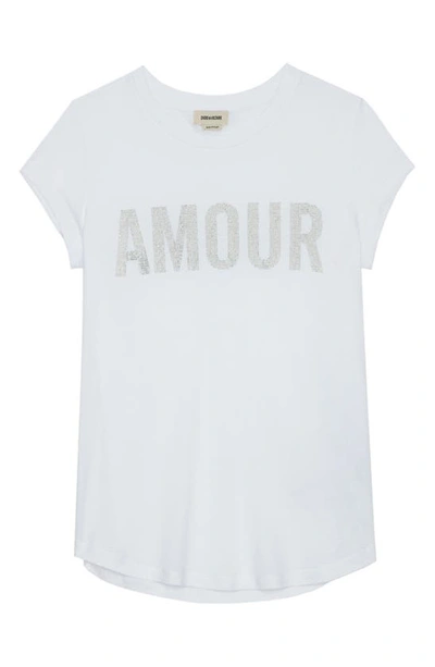 Shop Zadig & Voltaire Woop Beaded Amour Cotton Blend Graphic T-shirt In Blanc