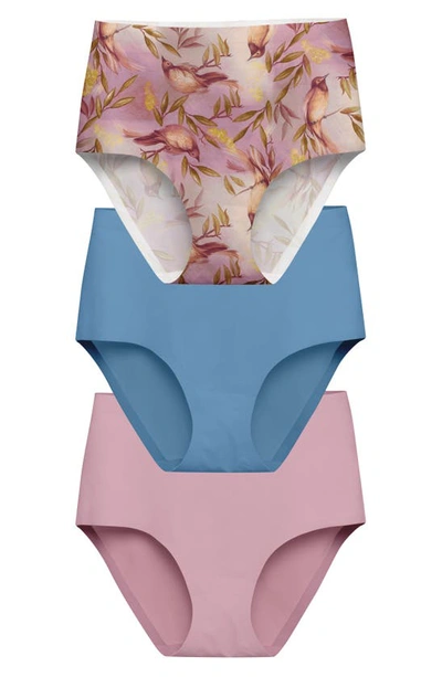 Shop Eby Assorted 3-pack High Waist Panties In Roseata Fleur/ Sakura/ Blue