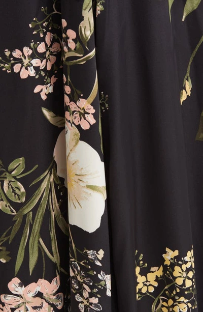 Shop Lulus Still The One Floral Faux Wrap Gown In Black Floral