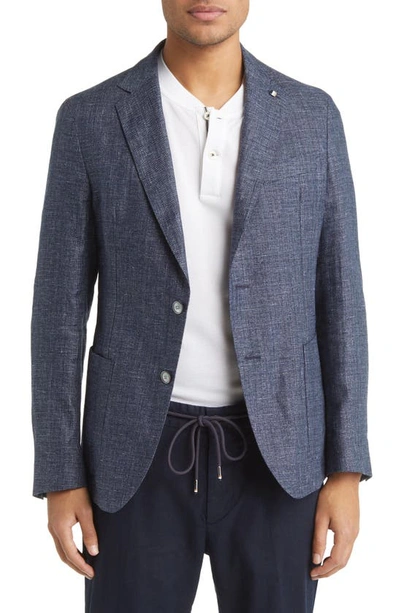 Shop Hugo Boss Hanry Linen & Virgin Wool Sport Coat In Dark Blue