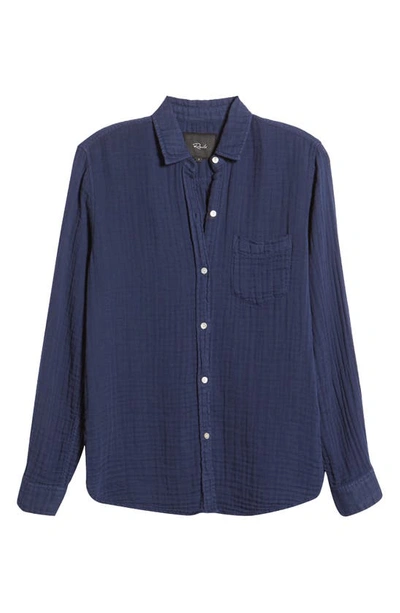 Shop Rails Ellis Cotton Gauze Button-up Shirt In Indigo