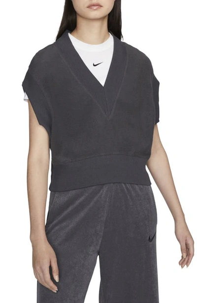 Shop Nike Oversize French Terry Vest In Anthracite/black