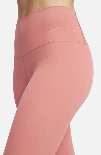 Shop Nike Zenvy Gentle Support High Waist 7/8 Leggings In Adobe/ Black