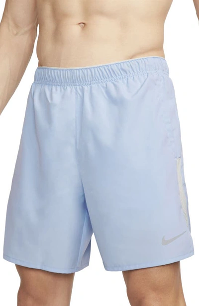 Shop Nike Dri-fit Challenger 2-in-1 Running Shorts In Cobalt/ Light Silver/ Black