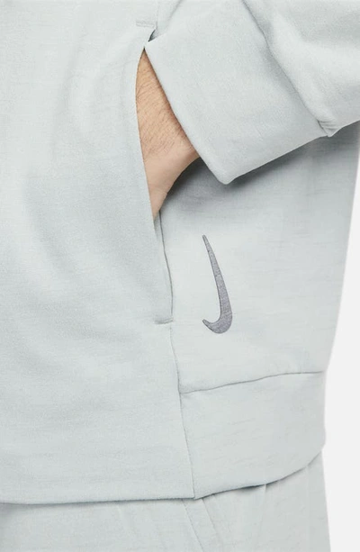 Shop Nike Yoga Dri-fit Zip-up Hoodie In Light Silver/ Mica Green