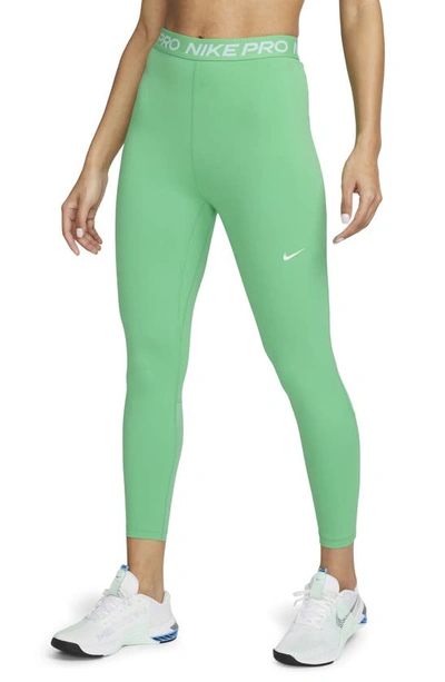 Shop Nike Pro 365 High Waist 7/8 Leggings In Spring Green/ White