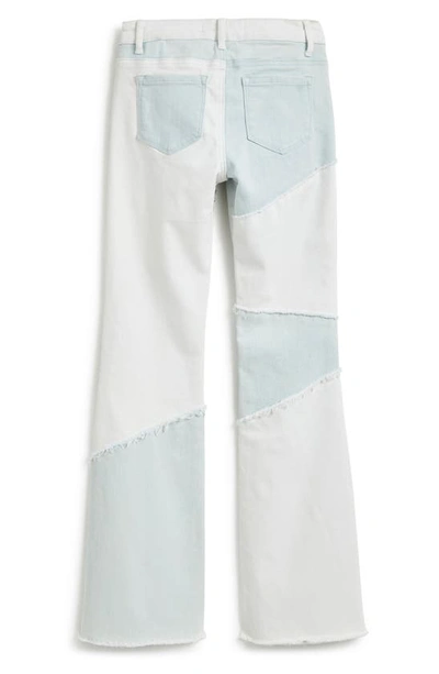 Shop Tractr Kids' Patchwork Flare Jeans In Indigo White