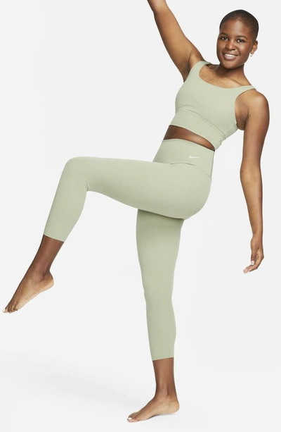 Shop Nike Zenvy Gentle Support High Waist Crop Leggings In Oil Green/ Black