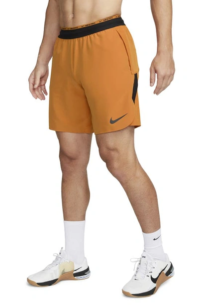 Shop Nike Pro Dri-fit Flex Rep Athletic Shorts In Monarch/ Black