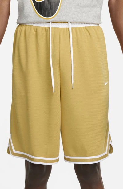 Shop Nike Dri-fit Dna Mesh Shorts In Wheat Gold/ White