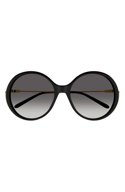 Shop Chloé 58mm Gradient Round Sunglasses In Black