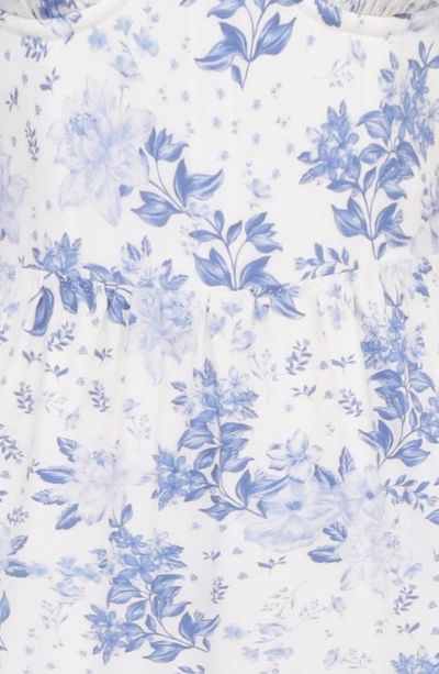 House Of Cb Floral Stretch Cotton Blend Corset Sundress In Blue Print Flower