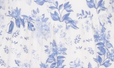 Shop House Of Cb Elia Floral Stretch Cotton Blend Corset Sundress In Blue Print Flower