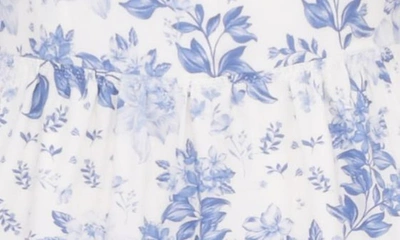 House Of Cb Floral Stretch Cotton Blend Corset Sundress In Blue Print Flower