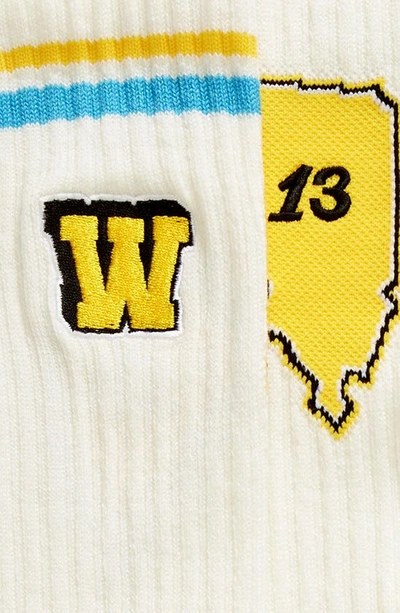 Shop Off-white World Wool Blend Rib Socks In White Yellow